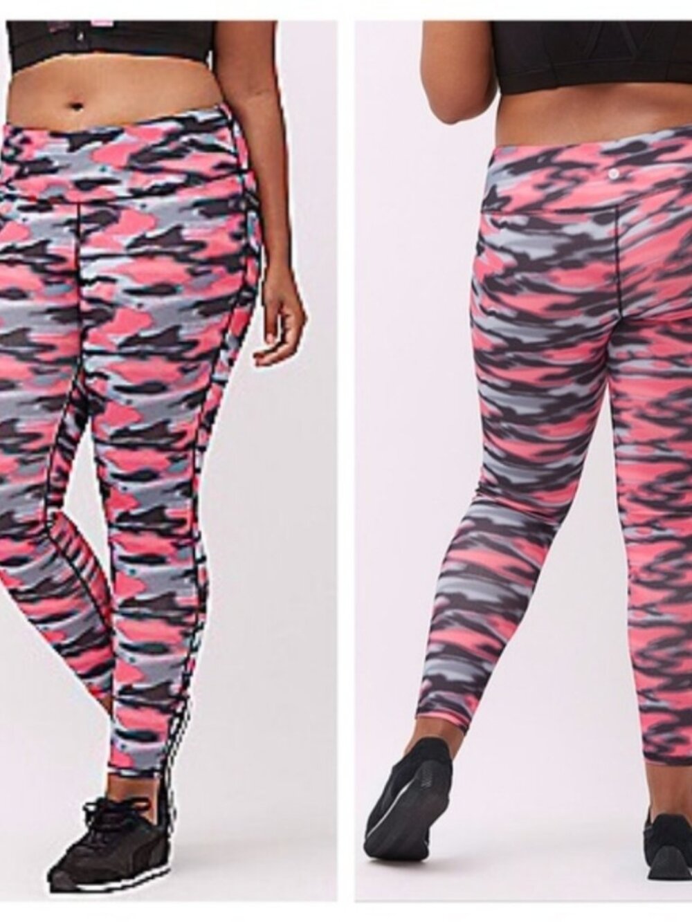 Lane Bryant Livi Active Pink Gray Black Camo Print Activewear Workout Leggings